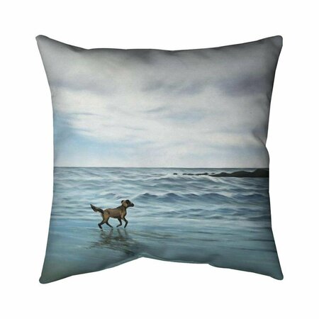 FONDO 26 x 26 in. Dog on the Beach-Double Sided Print Indoor Pillow FO2772751